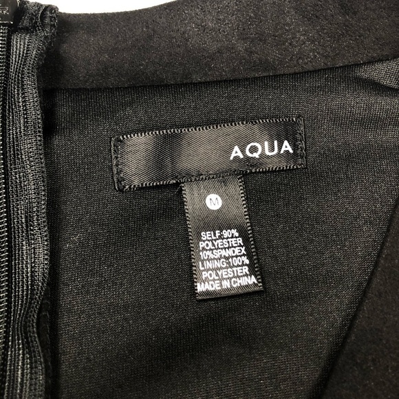 Aqua Faux Suede Asymmetric Faux Wrap Black Dress Medium - Picture 6 of 6